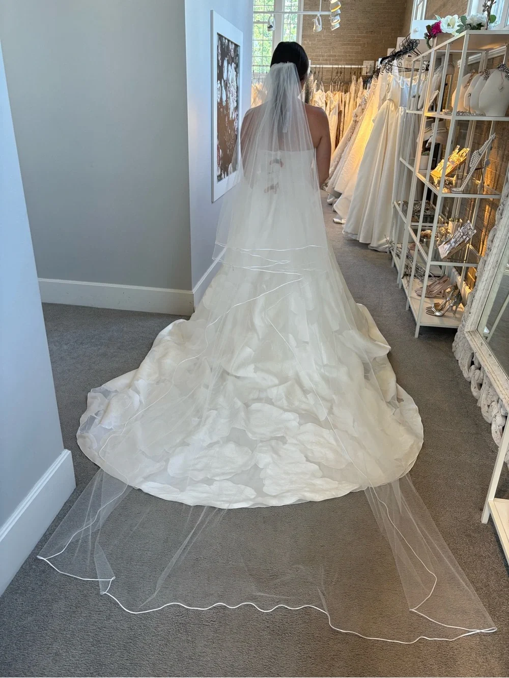 Bridal Cathedral Veil - White 90 inches w blusher